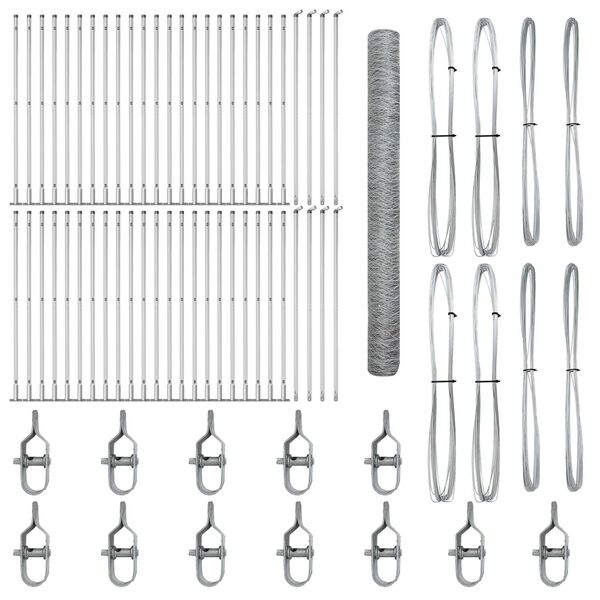 vidaXL Poteau de cl&ocirc;ture. Argent&eacute; 100 x 1,6 m (maille de 36 mm) Acier