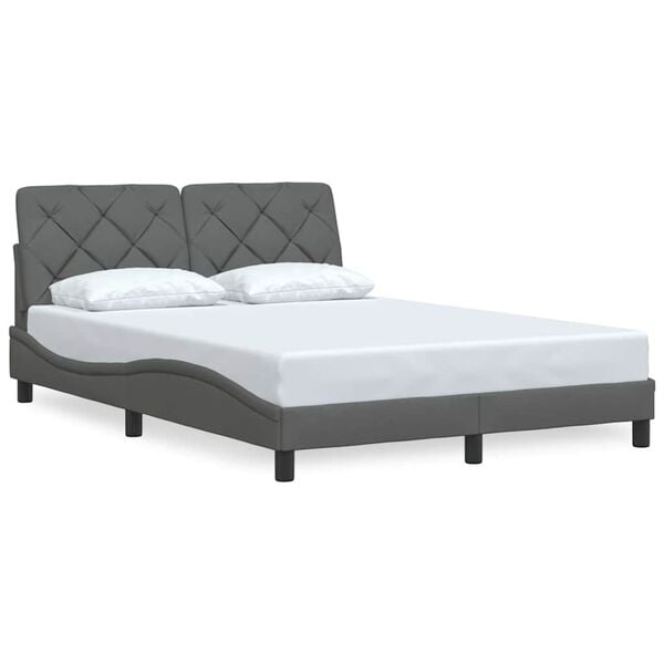 vidaXL Cadre de lit sans matelas gris fonc&eacute; 140x200 cm tissu