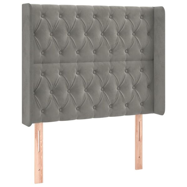 vidaXL T&ecirc;te de lit &agrave; LED Gris clair 93x16x118/128 cm Velours