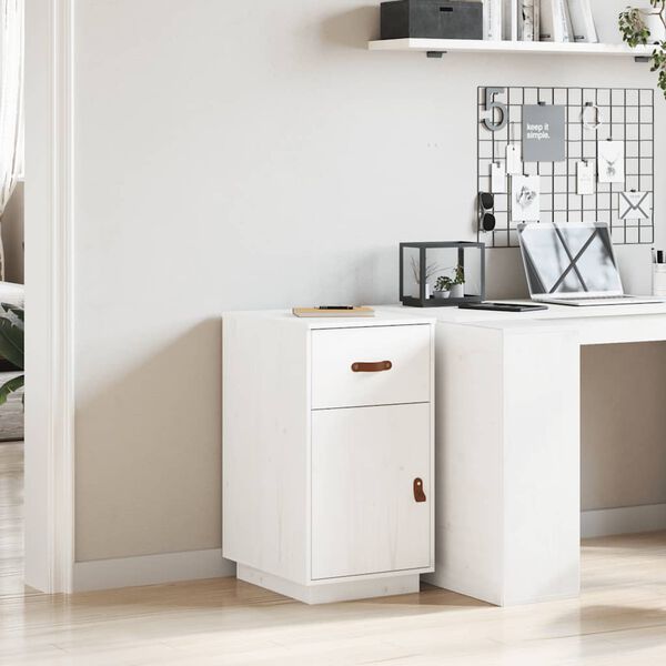 vidaXL Armoire de bureau Blanc 40x50x75 cm Bois massif de pin
