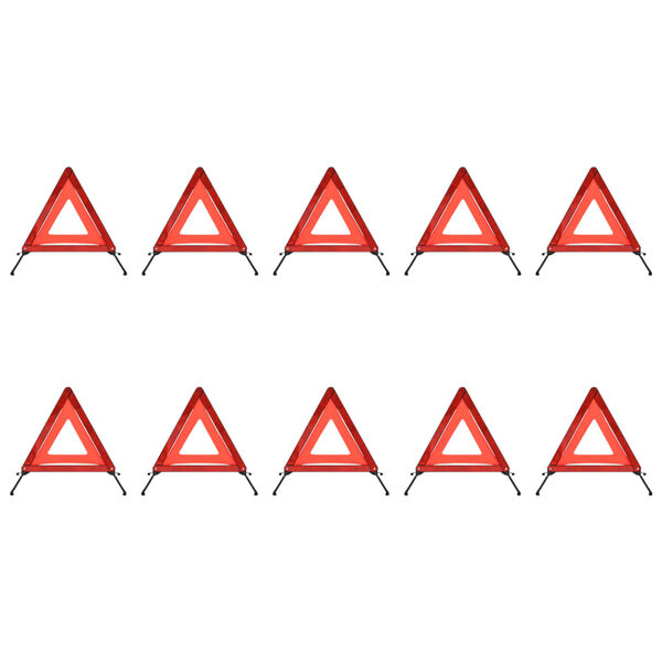 vidaXL Triangle de signalisation routière 10pcs Rouge 56,5x36,5x44,5cm