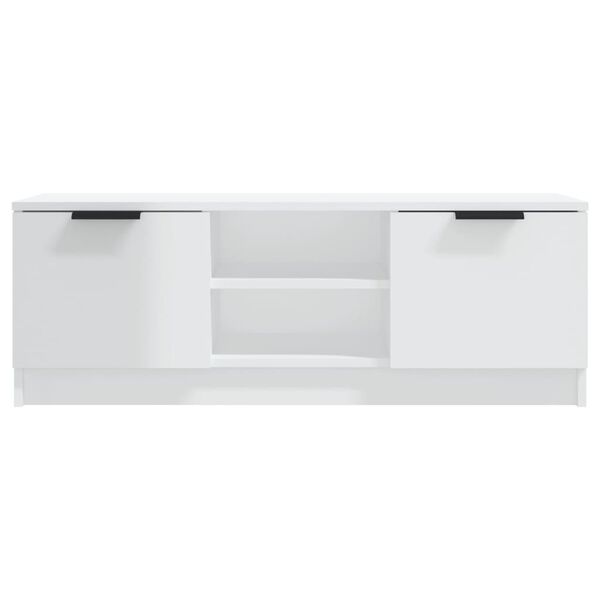 vidaXL Meuble TV Blanc brillant 102x35x36,5 cm Bois d'ingénierie
