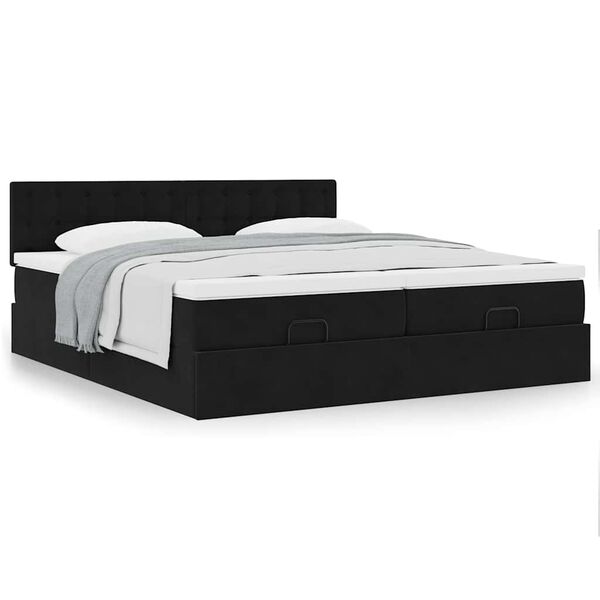 VidaXL Cadre de lit ottoman avec matelas noir 160x200 cm velours