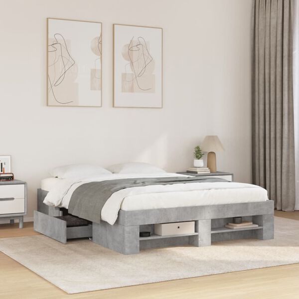 vidaXL Cadre de lit sans matelas gris b&eacute;ton 120x200 cm bois ing&eacute;nierie