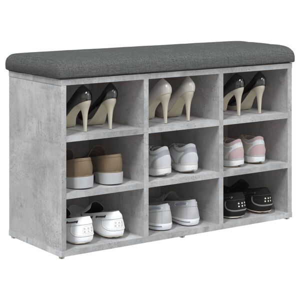 vidaXL Banc &agrave; chaussures gris b&eacute;ton 82x32x50 cm bois d'ing&eacute;nierie