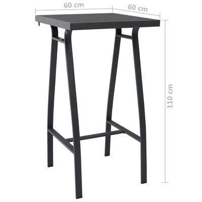 vidaXL Table de bar de jardin Noir 60x60x110 cm Verre trempé