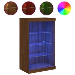 vidaXL Buffet avec lumi&egrave;res LED ch&ecirc;ne marron 60,5x37x100 cm