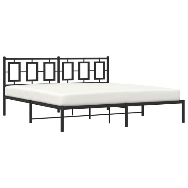 vidaXL Cadre de lit m&eacute;tal sans matelas et t&ecirc;te de lit noir 180x200 cm