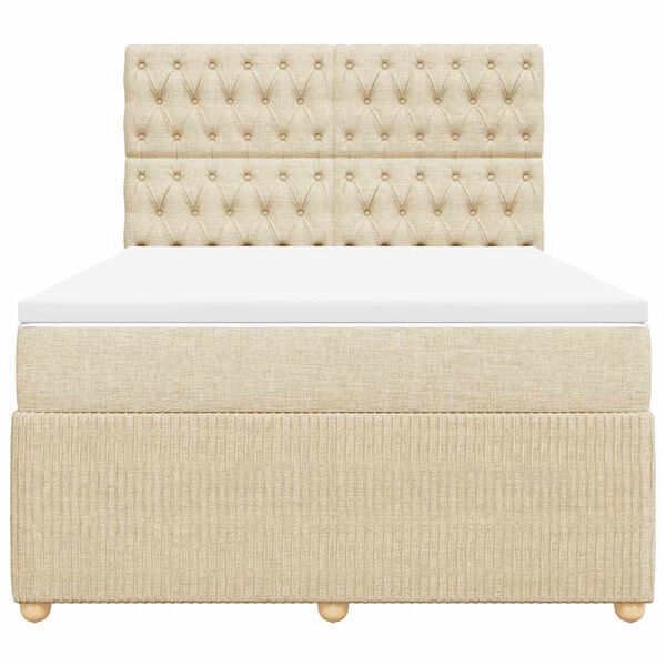 vidaXL Sommier &agrave; lattes de lit avec matelas Cr&egrave;me 160x200 cm Tissu