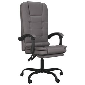vidaXL Fauteuil de massage inclinable de bureau Gris Similicuir