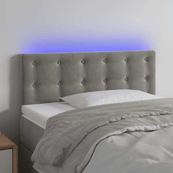 vidaXL T&ecirc;te de lit &agrave; LED Gris clair 80x5x78/88 cm Velours