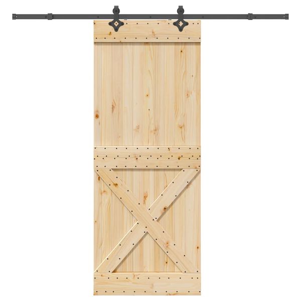 vidaXL Porte coulissante et kit de quincaillerie 90x210 cm pin massif