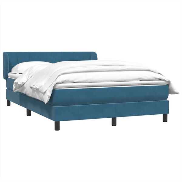 vidaXL Sommier &agrave; lattes de lit et matelas Bleu fonc&eacute; 160x220cm Velours