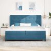 vidaXL Lit &agrave; ressorts avec matelas Bleu fonc&eacute; 200 x 200 cm Polyester