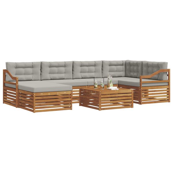 vidaXL Ensemble de canap&eacute;s d'ext&eacute;rieur 7 pcs Gris Naturel et Clair