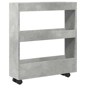 vidaXL Chariot de rangement &eacute;troit 3 niveaux gris b&eacute;ton