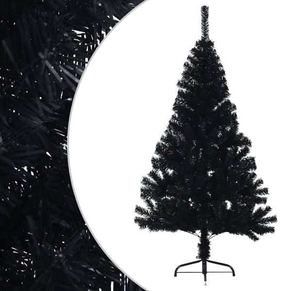 vidaXL Demi sapin de No&euml;l artificiel avec support Noir 120 cm PVC