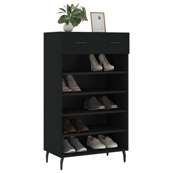 vidaXL Armoire &agrave; chaussures noir 60x35x105 cm bois d'ing&eacute;nierie