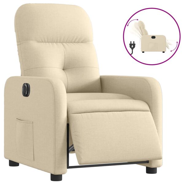 vidaXL Fauteuil inclinable &eacute;lectrique Cr&egrave;me Tissu