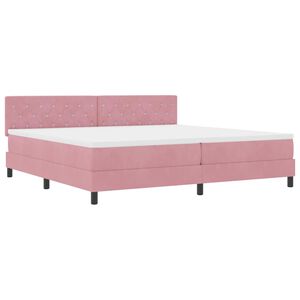 vidaXL Lit &agrave; ressort LED avec matelas Rose 200 x 200 cm Velours