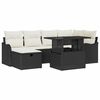 vidaXL Ensemble de canap&eacute; de jardin 7 pc Noir polyrotin