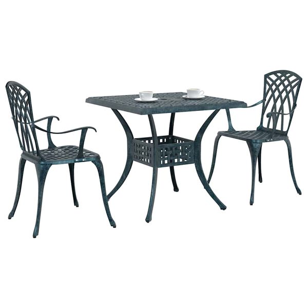 vidaXL Ensemble de tables de jardin 3 pcs Vert Aluminium coul&eacute;