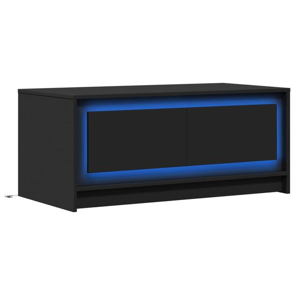 vidaXL Table basse avec lumi&egrave;res LED noir bois d'ing&eacute;nierie