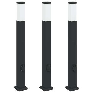 vidaXL Bornes lumineuses avec sortie lot de 3 80 cm noir IP44