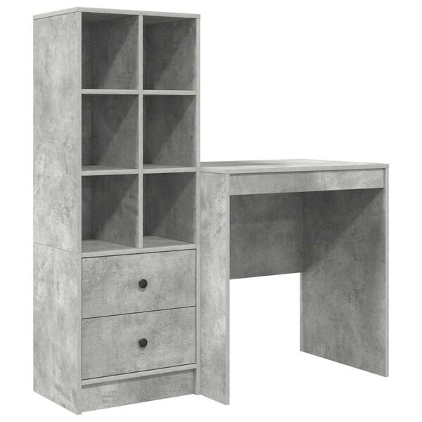 vidaXL Bureau avec tiroir 2 pcs Gris b&eacute;ton
