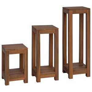 vidaXL Support de Plante 3 pi&egrave;ces Naturel 25 x 25 x 80 cm