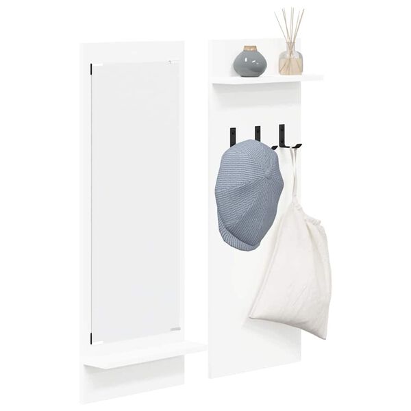vidaXL Porte-manteau mural Blanc 70 x 10 x 90 cm Bois d'ing&eacute;nierie