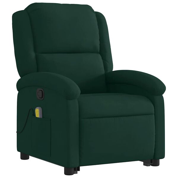 vidaXL Fauteuil de massage inclinable Vert fonc&eacute; Velours