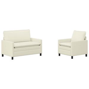 vidaXL Ensemble de Canap&eacute;s 2 pcs Cr&egrave;me Tissu