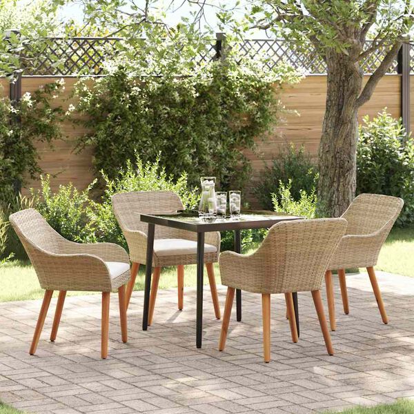 vidaXL Ensemble de salle &agrave; manger pour jardin 5 pcs Beige polyrotin