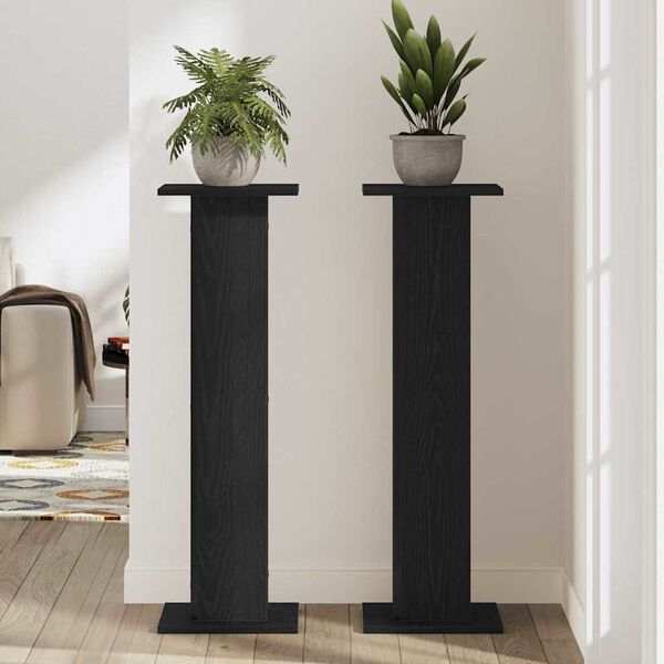 vidaXL Support de Plante 2 pcs Ch&ecirc;ne noir 30 x 30 x 95 cm
