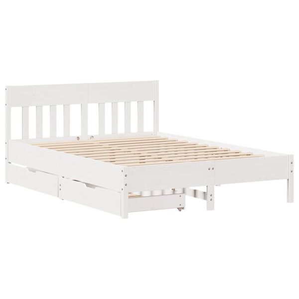 vidaXL Cadre de lit sans matelas blanc 150x200 cm bois de pin massif