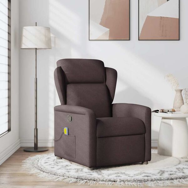 vidaXL Fauteuil de massage inclinable Marron fonc&eacute; Tissu