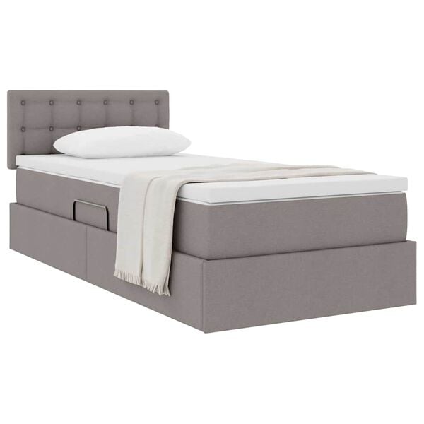 vidaXL Lit avec rangement et matelas avec matelas Taupe 90 x 200 cm