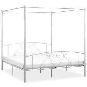 vidaXL Cadre de lit sans matelas avec baldaquin blanc 180x200 cm m&eacute;tal