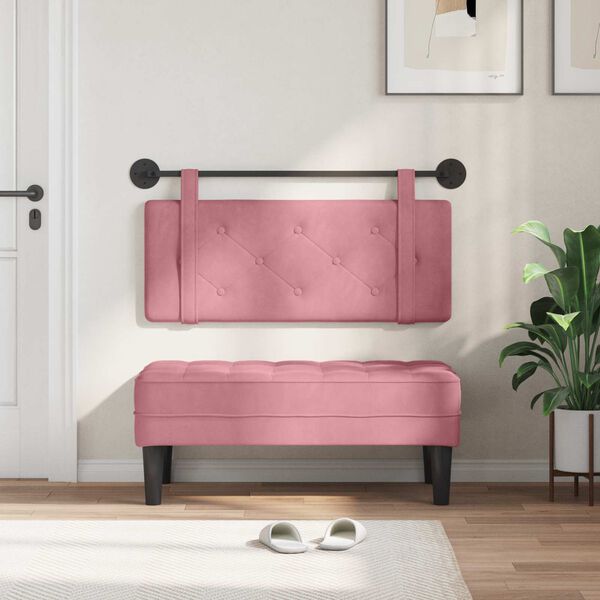 vidaXL T&ecirc;te de lit suspendue Rose 110 x 55 x 5 cm Velours