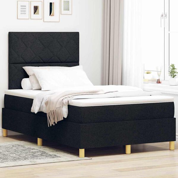 vidaXL Lit &agrave; ressorts avec matelas Noir 120 x 200 cm tissu