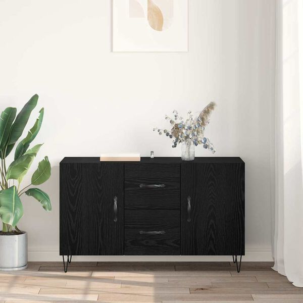 vidaXL Buffet Ch&ecirc;ne noir 100 x 36 x 60 cm Bois d'ing&eacute;nierie