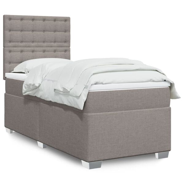 vidaXL Sommier &agrave; lattes de lit avec matelas Taupe 80x200 cm Tissu
