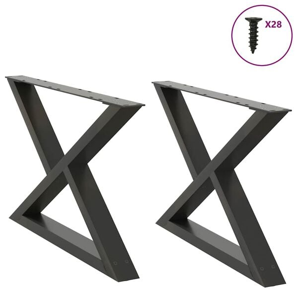 vidaXL Pieds de table basse 2 pi&egrave;ces Anthracite 70 x (42-43,3) cm Acier