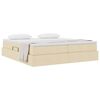 vidaXL Lit avec rangement et matelas Cr&egrave;me 200 x 200 cm Polyester