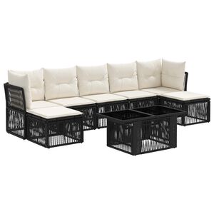 vidaXL Ensemble de canap&eacute; de jardin 8 pc Noir polyrotin