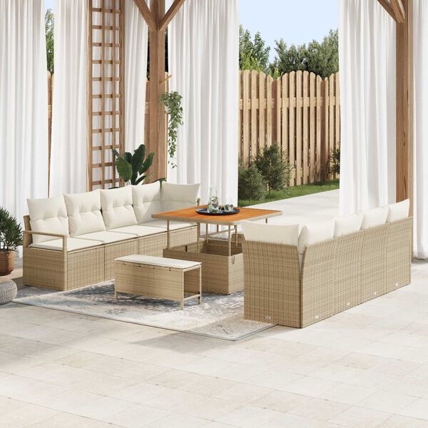 vidaXL Ensemble de canap&eacute; de jardin Beige et cr&egrave;me 100 x 100 x 71 cm