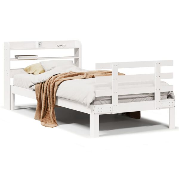 vidaXL Cadre de lit avec t&ecirc;te de lit sans matelas blanc 75x190 cm