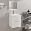 vidaXL Armoire lavabo de salle de bain bassin et miroir Blanc brillant