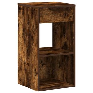 vidaXL Table de chevet avec tiroir ch&ecirc;ne fum&eacute; 35x34x66,5 cm